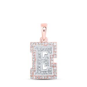 0.20cttw Diamond E Initial Letter Pendant 10kt Rose White Gold